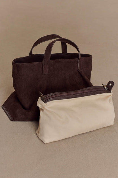 Baylor Faux Suede Bag - Chocolate