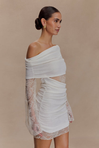 Luxie Lace Knit Mini Dress - Ivory