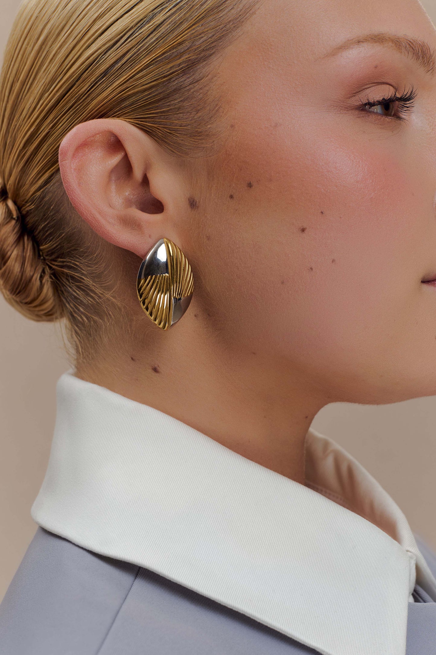 Felicity Mixed Metal Oval Earrings - Gold