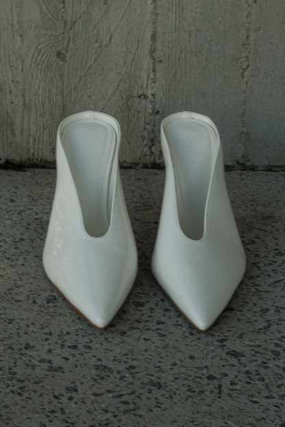 Emerson Patent Faux Leather Point Heel - Ivory