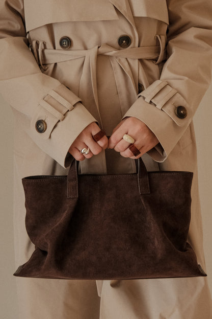 Baylor Faux Suede Bag - Chocolate