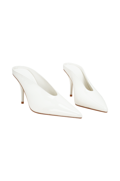 Emerson Patent Faux Leather Point Heel - Ivory