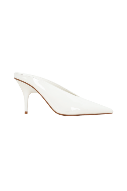Emerson Patent Faux Leather Point Heel - Ivory